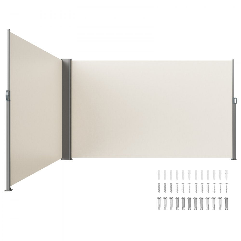 VEVOR Retractable Side Awning, 71''x 236'' Aluminum Outdoor Privacy Screen, 280g Polyester Water-proof Retractable