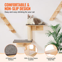 VEVOR Wall Mounted Cat Shelves, Cat Wall Shelves and Perches with Jumping Boards, Cat Beds, Hammocks & Cat Tree, Cat