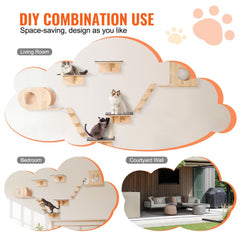 VEVOR Wall Mounted Cat Shelves, Cat Wall Shelves and Perches with Jumping Boards, Cat Beds, Hammocks & Cat Tree, Cat