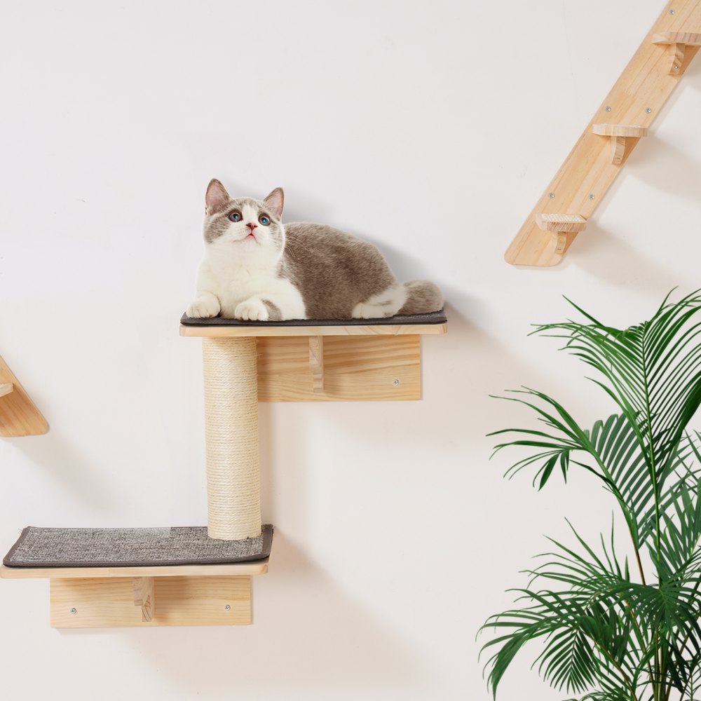 VEVOR Wall Mounted Cat Shelves, Cat Wall Shelves and Perches with Jumping Boards, Cat Beds, Hammocks & Cat Tree, Cat