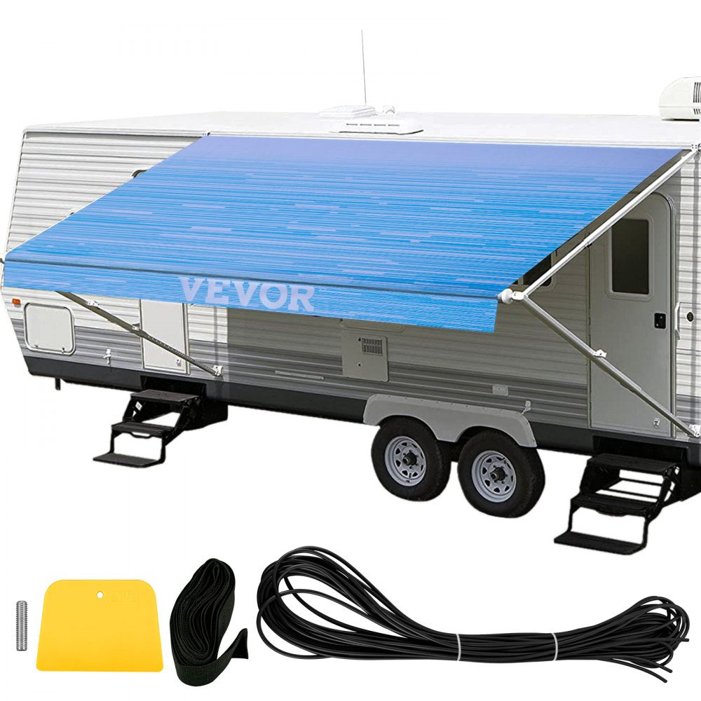 VEVOR RV Awning 15' Camper Awning Fabric, Trailer Awning Canopy Patio Camping Car Awning, Durable 15oz Vinyl Roller