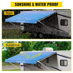 VEVOR RV Awning 16' Camper Awning Fabric, Trailer Awning Canopy Patio Camping Car Awning, Durable 15oz Vinyl Roller