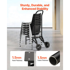 VEVOR Folding Chair Rack, 150 LBS Capacity, Heavy-duty Chair Cart for Stacking 10 Chairs, Multi-Function Metal Chair