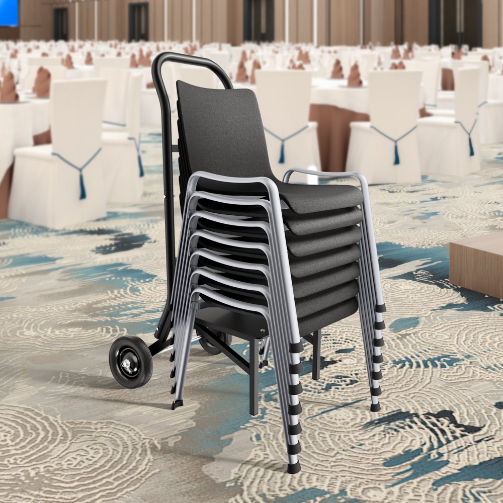 VEVOR Folding Chair Rack, 150 LBS Capacity, Heavy-duty Chair Cart for Stacking 10 Chairs, Multi-Function Metal Chair