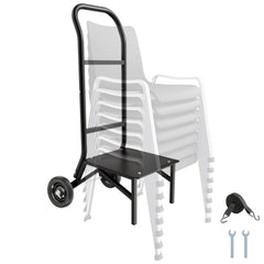 VEVOR Folding Chair Rack, 150 LBS Capacity, Heavy-duty Chair Cart for Stacking 10 Chairs, Multi-Function Metal Chair