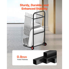 VEVOR Folding Chair Rack, 100 LBS Capacity, Heavy-duty Chair Cart for Hanging 10 Chairs, Multi-Function Metal Chair