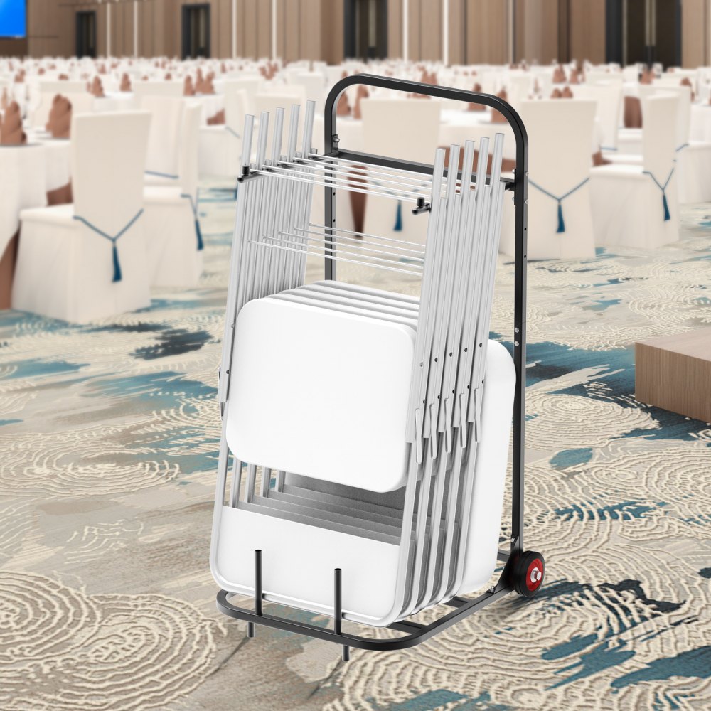 VEVOR Folding Chair Rack, 100 LBS Capacity, Heavy-duty Chair Cart for Hanging 10 Chairs, Multi-Function Metal Chair
