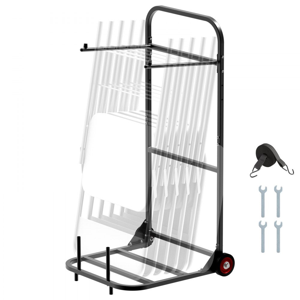 VEVOR Folding Chair Rack, 100 LBS Capacity, Heavy-duty Chair Cart for Hanging 10 Chairs, Multi-Function Metal Chair
