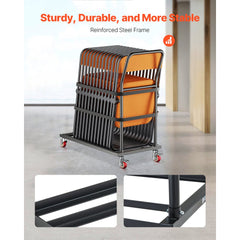 VEVOR Folding Chair Rack, 300 LBS Capacity, L-shape Vertical Placement Chair Cart for 25 Chairs, Heavy-duty Metal Chair