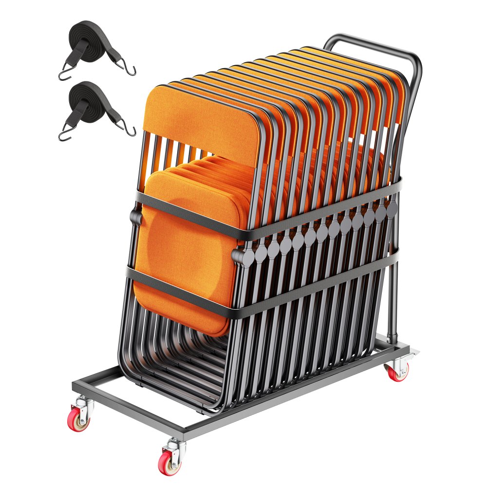 VEVOR Folding Chair Rack, 300 LBS Capacity, L-shape Vertical Placement Chair Cart for 25 Chairs, Heavy-duty Metal Chair