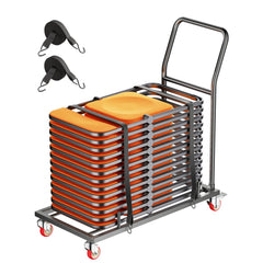 VEVOR Folding Chair Rack, 300 LBS Capacity, L-shape Horizontal Placement Chair Cart for 25 Chairs, Heavy-duty Metal