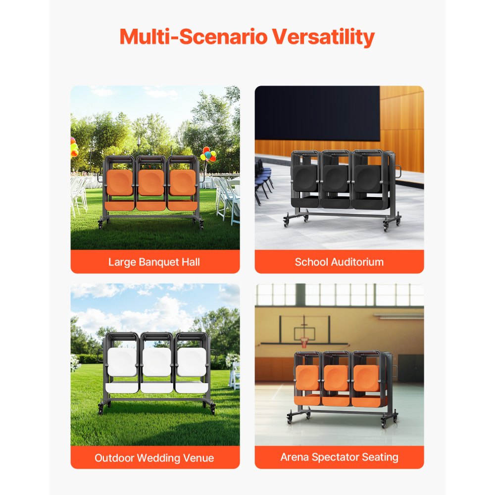 VEVOR Folding Chair Rack, 400 LBS Capacity, Heavy-duty Chair Cart for 42 Chairs or 12 Tables, Multi-Function Chair