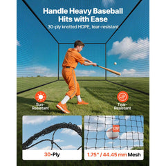 VEVOR Baseball Batting Cage, 41.7 x 12.8 x 10.1 FT Freestanding Portable Batting Cage, Hitting Cages with 30-Ply