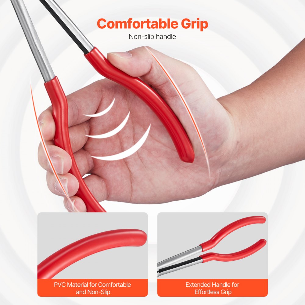 VEVOR 5-Piece Needle Nose Pliers, 11 in Long Needle Nose Pliers Set, Diagonal Cutting Pliers, 45°/ 90° Bent Nose Plier