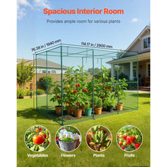 VEVOR Crop Cage, 9.5 x 6.36 x 6.36 ft Plant Protection Tent with Zippered Door, Wind-Resistant Tall Crop Cage, Easy to