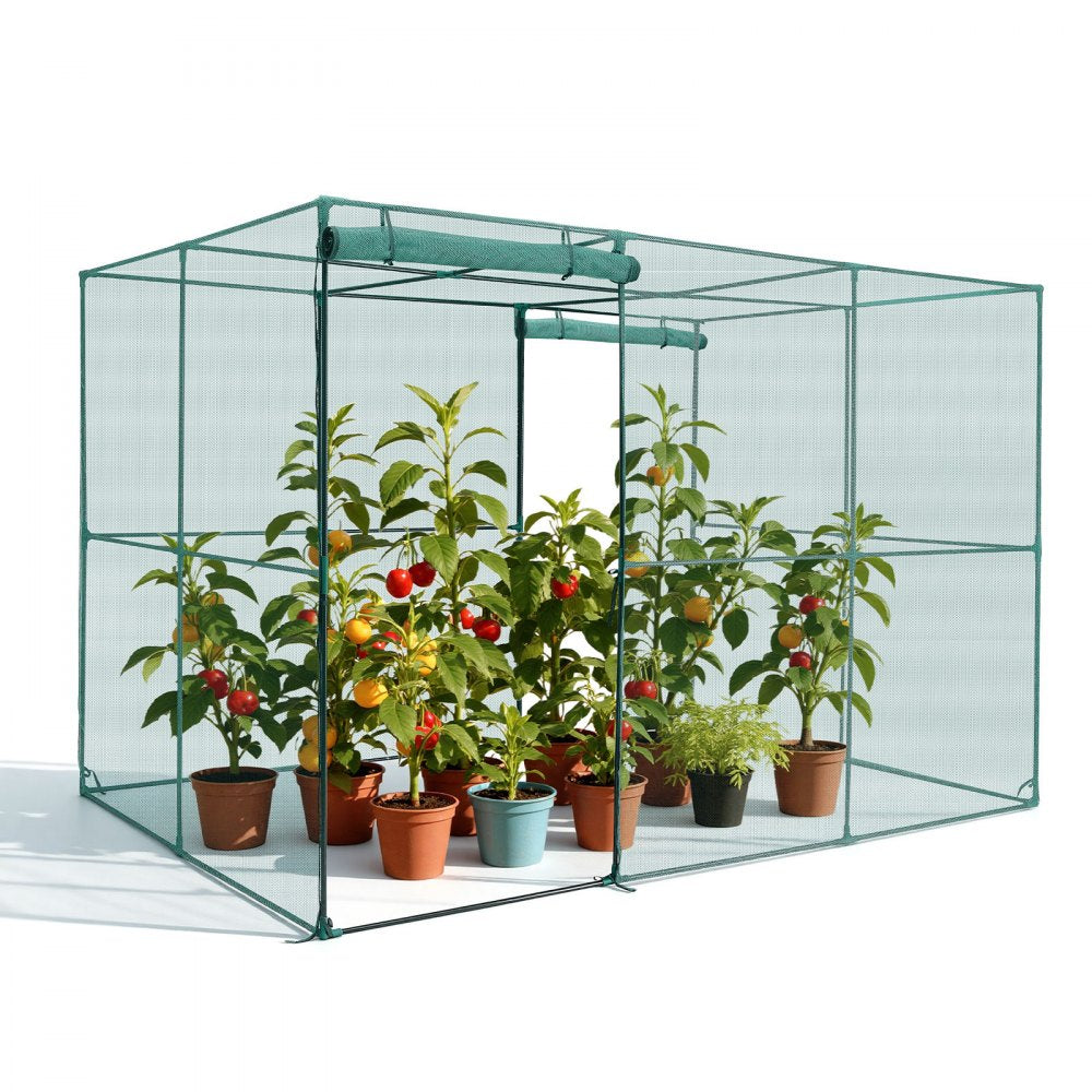 VEVOR Crop Cage, 9.5 x 6.36 x 6.36 ft Plant Protection Tent with Zippered Door, Wind-Resistant Tall Crop Cage, Easy to