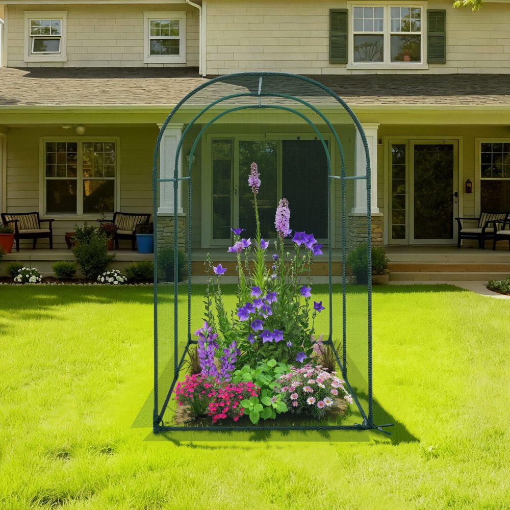VEVOR Crop Cage, 5.9 x 2.98 x 4.9 ft Plant Protection Tent with Zippered Door, Wind-Resistant Tall Crop Cage, Easy to