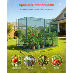 VEVOR Crop Cage, 7.8 x 3.9 x 5.9 ft Plant Protection Tent with Zippered Door, Wind-Resistant Tall Crop Cage, Easy to