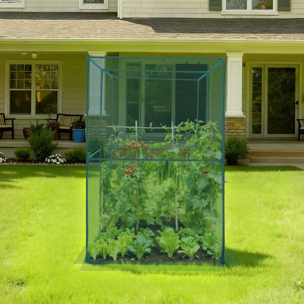 VEVOR Crop Cage, 7.8 x 3.9 x 5.9 ft Plant Protection Tent with Zippered Door, Wind-Resistant Tall Crop Cage, Easy to