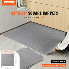 VEVOR Carpet Tiles Peel and Stick, 24" x 24" Squares Self Adhesive Carpet Floor Tile, Soft Padded Carpet Tiles, Easy
