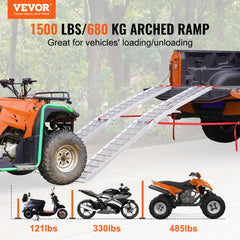 VEVOR Aluminum Ramps, 1500 lbs Folding Loading Ramps for Pickup Trucks Bed, Trailers Ramp with Load Straps for Dirt