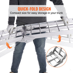 VEVOR Aluminum Ramps, 1500 lbs Folding Loading Ramps for Pickup Trucks Bed, Trailers Ramp with Load Straps for Dirt