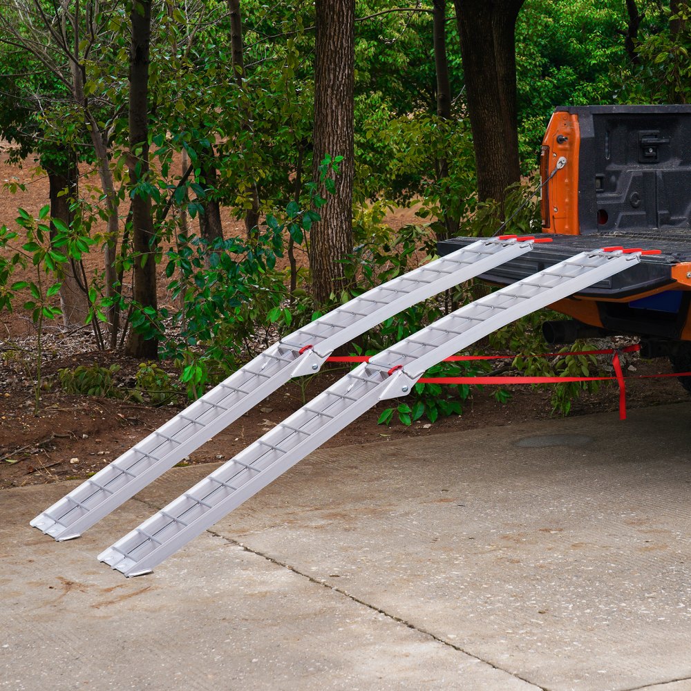VEVOR Aluminum Ramps, 1500 lbs Folding Loading Ramps for Pickup Trucks Bed, Trailers Ramp with Load Straps for Dirt