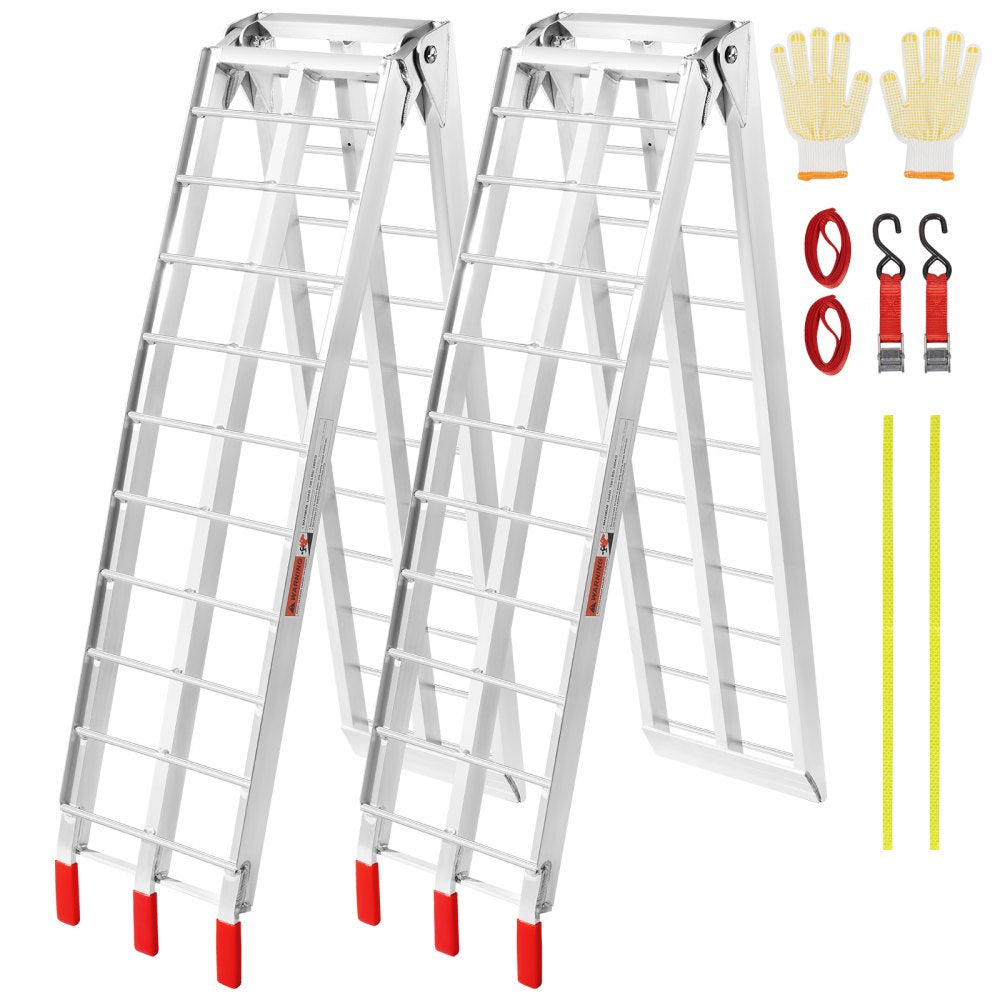 VEVOR Aluminum Ramps, 1500 lbs Folding Loading Ramps for Pickup Trucks Bed, Trailers Ramp with Load Straps for Dirt