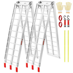 VEVOR Aluminum Ramps, 1500 lbs Folding Loading Ramps for Pickup Trucks Bed, Trailers Ramp with Load Straps for Dirt