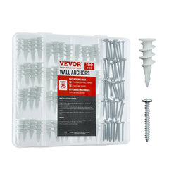 VEVOR Self Drilling Drywall Anchors, 100 PCS Dry Wall Anchors and Screws, Drywall Anchors Kit with Screws, No Drill