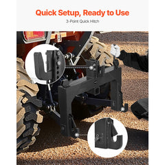 VEVOR 3-Point Quick Hitch with 2 in Receiver, 3000 Lbs Lift Capacity, 3-Pt Hitch with 5 Level Adjustable Bolt