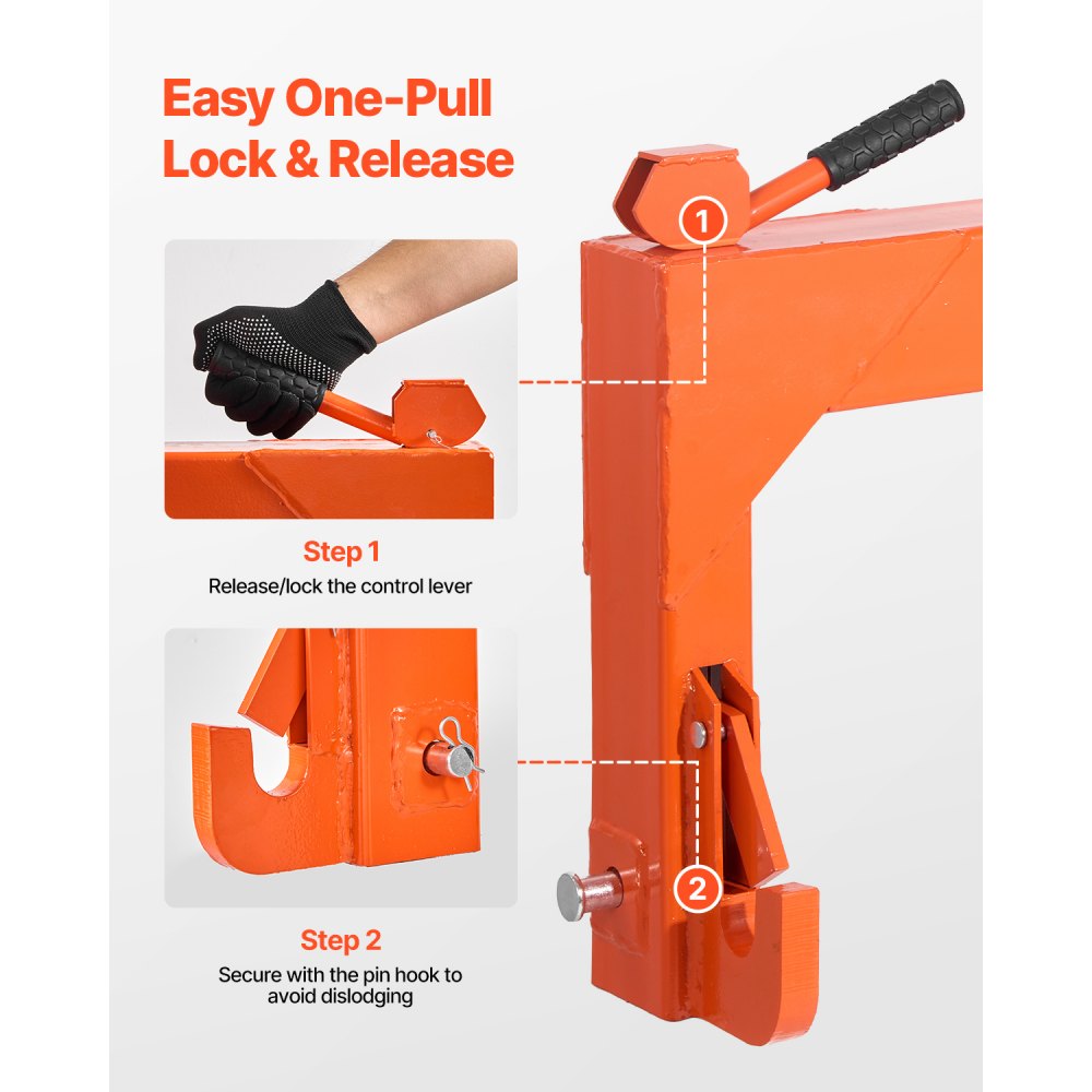 VEVOR 3-Point Quick Hitch with 2 in Receiver, 3000 Lbs Lift Capacity, 3-Pt Hitch with 5 Level Adjustable Bolt