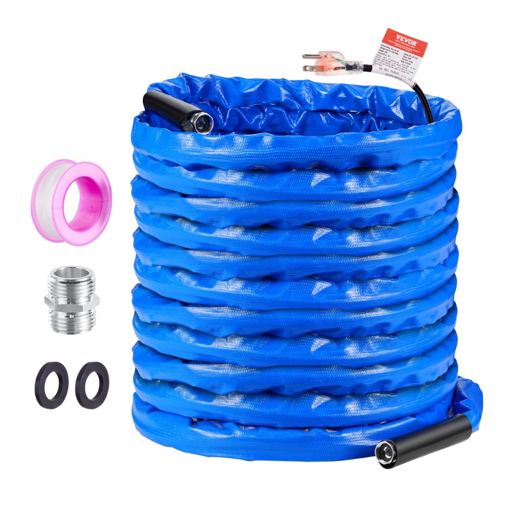 VEVOR 100ft Heated Water Hose for RV, Heated Drinking Water Hose with Corrugated Cover Antifreeze to -45°F, Automatic
