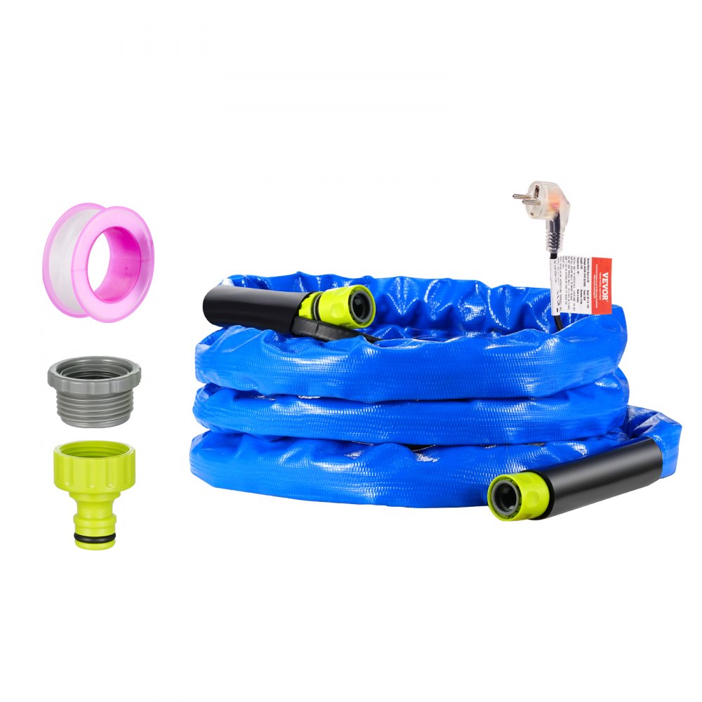 VEVOR 15ft Heated Water Hose for RV, Heated Drinking Water Hose with Corrugated Cover Antifreeze to -45°F, Automatic