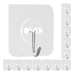 VEVOR Adhesive Hooks, 12 Pack Self-Adhesive Towel Coat Hooks, Heavy-Duty Wall Hook Hold 15 lbs (Max), Stainless Steel