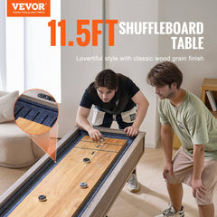 VEVOR Shuffleboard Table, 11.5 ft Shuffleboard for Family Game Rooms, 2 in 1 Shuffleboard and Bowling Combo Game Set
