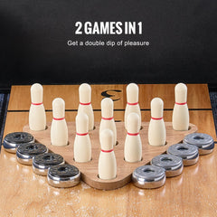 VEVOR Shuffleboard Table, 11.5 ft Shuffleboard for Family Game Rooms, 2 in 1 Shuffleboard and Bowling Combo Game Set