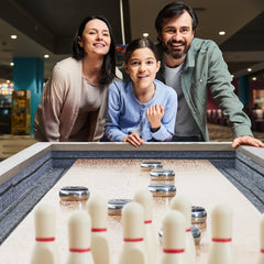 VEVOR Shuffleboard Table, 11.5 ft Shuffleboard for Family Game Rooms, 2 in 1 Shuffleboard and Bowling Combo Game Set