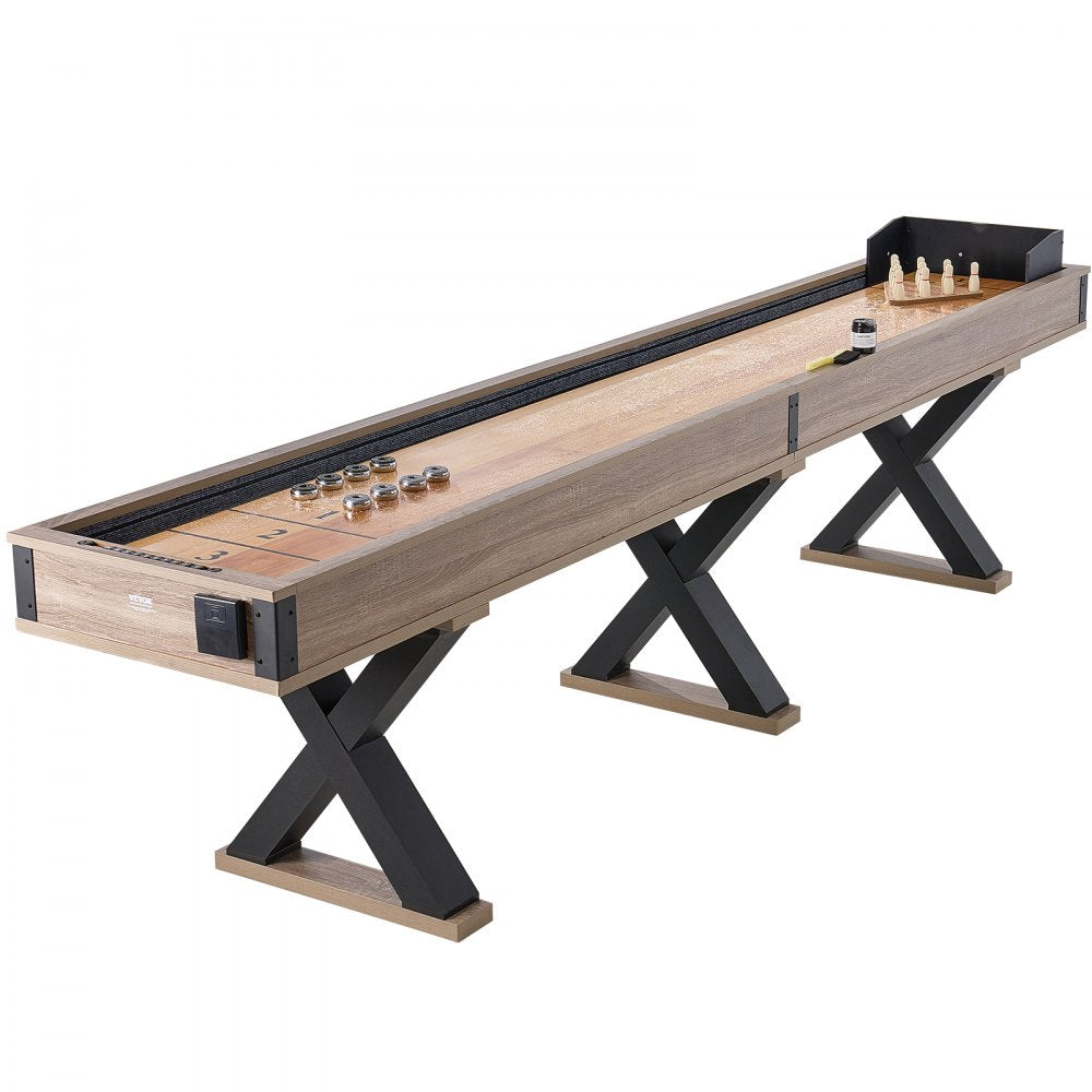 VEVOR Shuffleboard Table, 11.5 ft Shuffleboard for Family Game Rooms, 2 in 1 Shuffleboard and Bowling Combo Game Set
