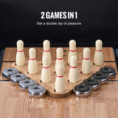 VEVOR Shuffleboard Table, 9 ft Shuffleboard for Family Game Rooms, 2 in 1 Shuffleboard and Bowling Combo Game Set, with