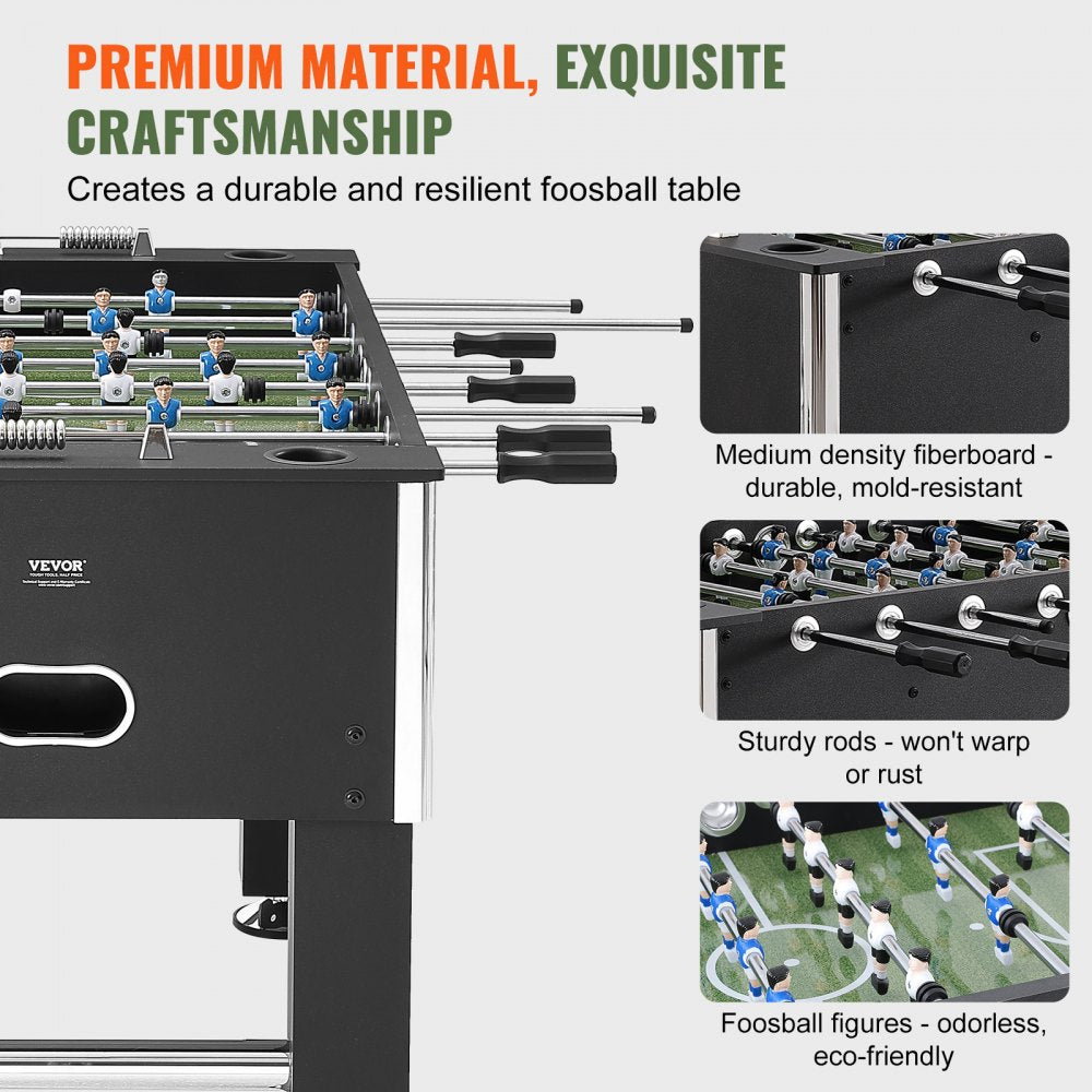VEVOR Foosball Table, 55 inch Standard Size Foosball Table, Indoor Full Size Foosball Table for Home, Family, and Game