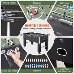 VEVOR Foosball Table, 55 inch Standard Size Foosball Table, Indoor Full Size Foosball Table for Home, Family, and Game