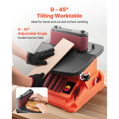 VEVOR Oscillating Belt and Spindle Sander, 2400RPM Benchtop Spindle Sander with 5/8" Stroke, 5 Sleeves (1/2" - 2") &