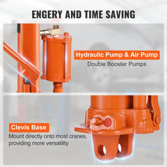 VEVOR Hydraulic Long Ram Jack, 8 Ton Engine Hoist Cylinder with Air Pump and Single Piston Pump, Hydraulic Ram Cylinder