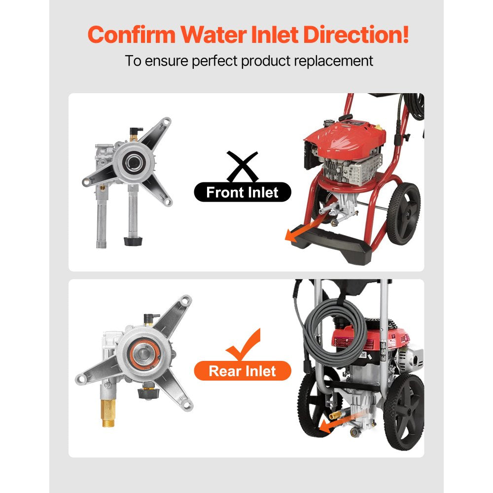 VEVOR Pressure Washer Pump, 7/8" Shaft Vertical, 2400 PSI, 2.5 GPM, Replacement Power Washer Pumps Kit with Hardware