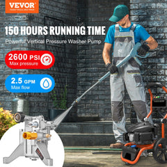 VEVOR Pressure Washer Pump, 7/8" Shaft Vertical, 3400 PSI, 2.5 GPM, Replacement Power Washer Pumps Kit, Parts Washer