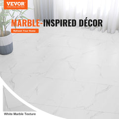 VEVOR Self Adhesive Vinyl Floor Tiles 12 x 12 inch, 50 Tiles 1.5mm Thick Peel & Stick, White Marble Texture DIY