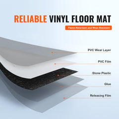 VEVOR Self Adhesive Vinyl Floor Tiles 12 x 12 inch, 50 Tiles 1.5mm Thick Peel & Stick, White Marble Texture DIY