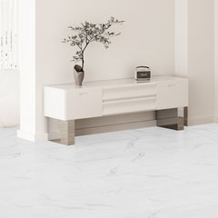 VEVOR Self Adhesive Vinyl Floor Tiles 12 x 12 inch, 50 Tiles 1.5mm Thick Peel & Stick, White Marble Texture DIY