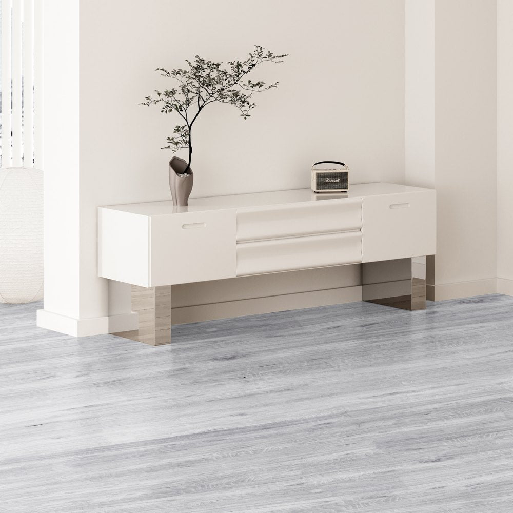 VEVOR Self Adhesive Vinyl Floor Tiles 36 x 6 inch, 20 Tiles 0.62mm Thick Peel & Stick, Light Gray Wood Grain DIY